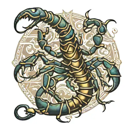 Scorpion Tribal Con Fondo Tipo Bosque