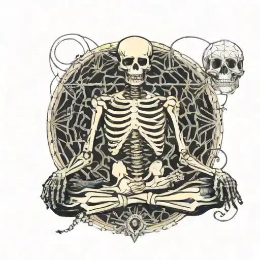 Skeleton Meditating With Sacred Geometry Bac Kround