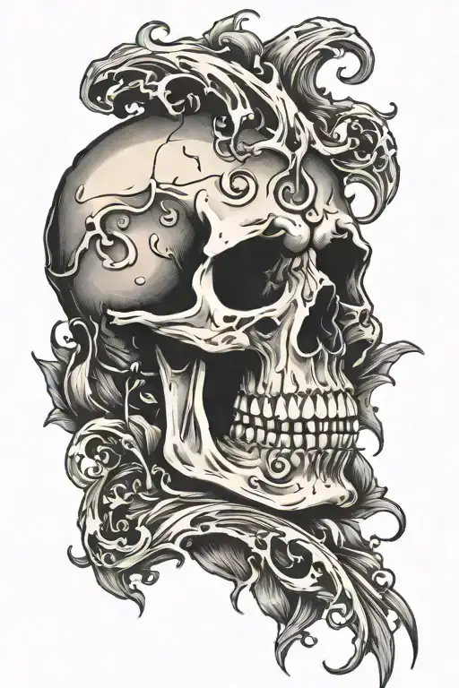 Skull Crying Black Tears