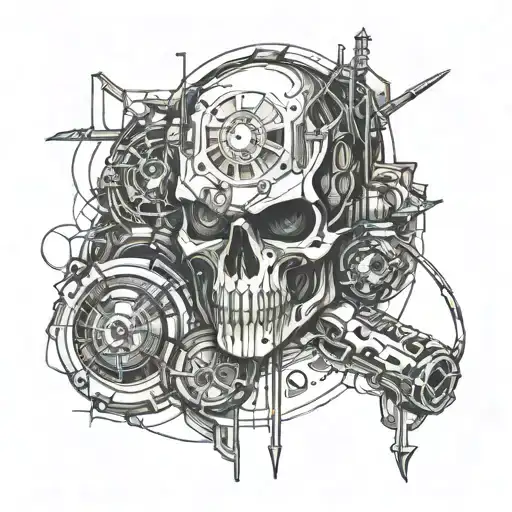 Tattoo Sleeve Sketch In Cyberpunk Style