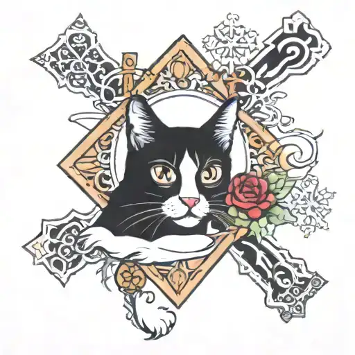 Snow And Cat And Cross And Travel