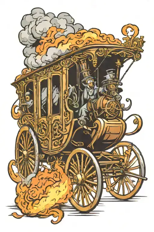 Wells Fargo Stage Coach Charging Through A Fire Coming