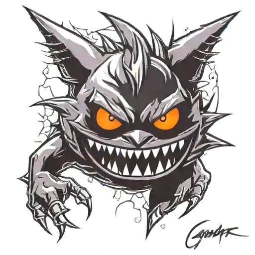 Gengar Tattoo In Black