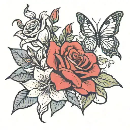 Rose And Lily Flower