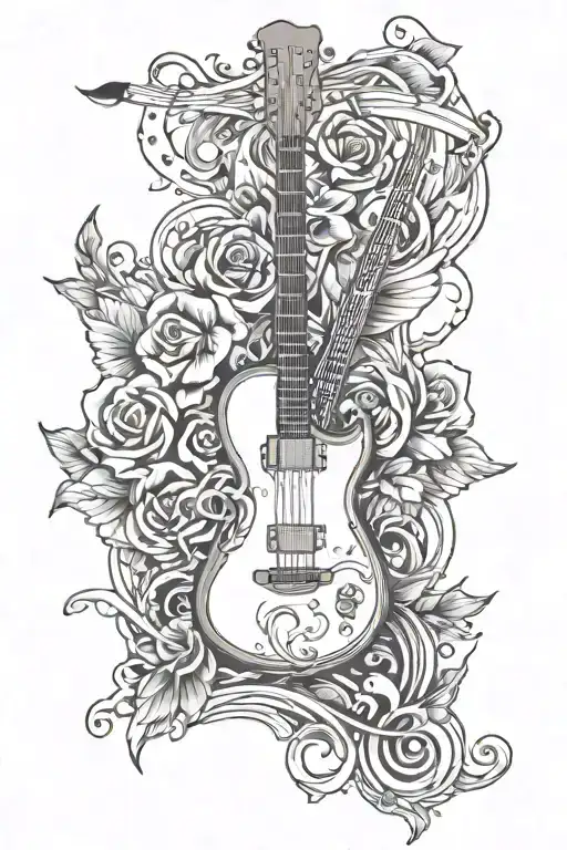 Guitar And Music Notes And 69 Chevelle