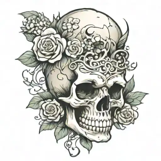 Skull With Flowers Coming Out Of Head