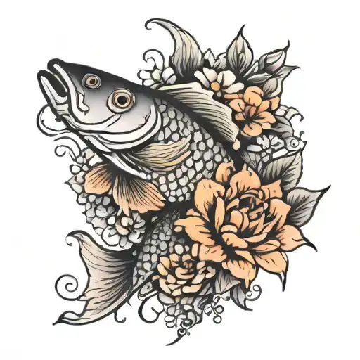 Pharana Fish And Flowers Blooming