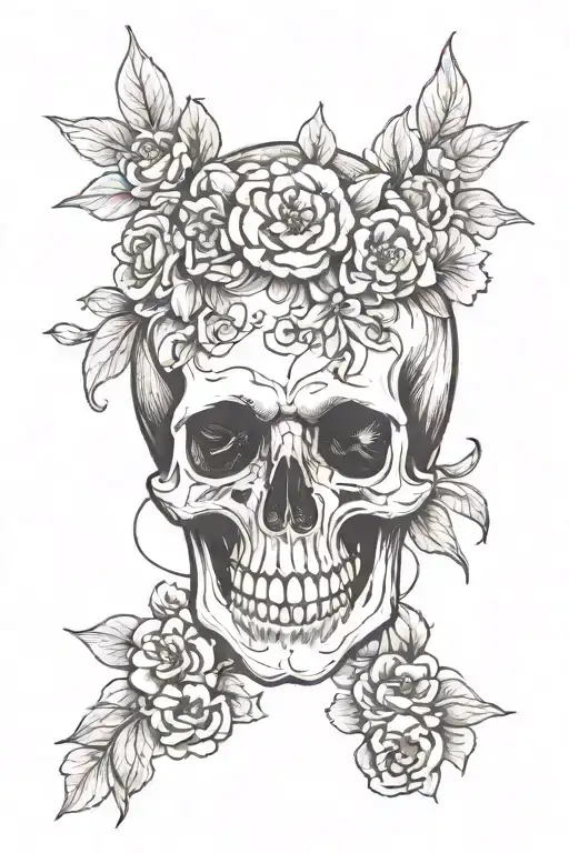 Skull With Flowers Coming Out Of Head