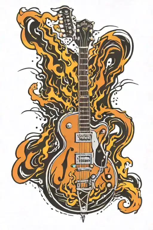 Gretsch Guitar On Fire With Lightning Bolts Piercing