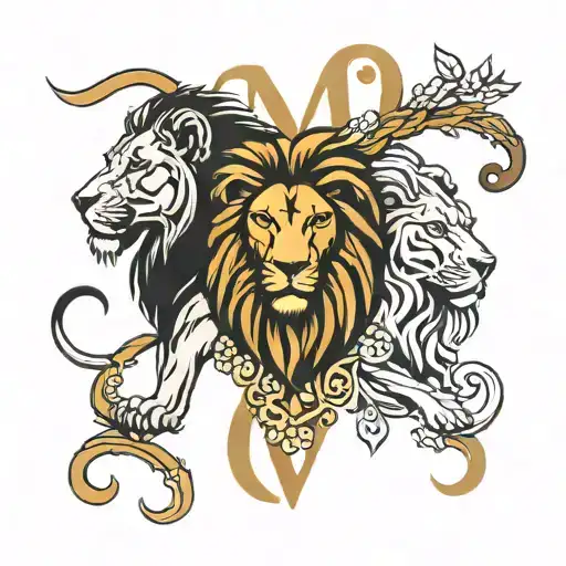 Lion And Lioness With The Initials Lion M And Lioness R