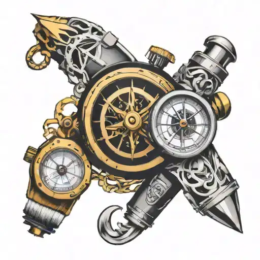 Mechanical Watch And Compass Forearm