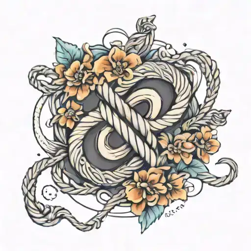Infinity Symbol Made Of Rope Surrounded By Flowers
