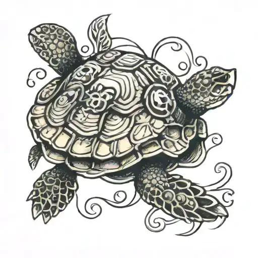 Turtle Swimming With A Key