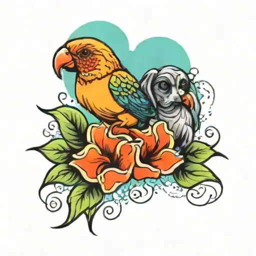 Dog And Lovebird Paw