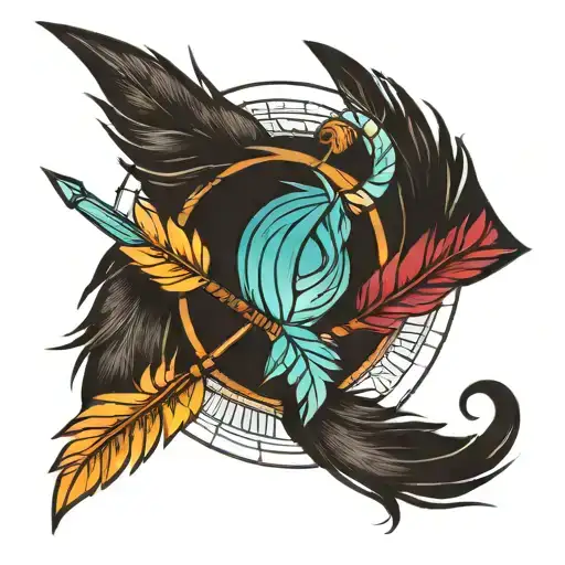 Sagittarius Arrow With Colorful Feathers