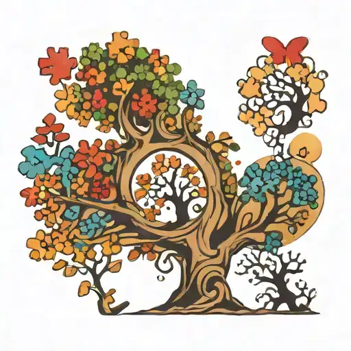 Autism Puzzle Piece With Family Tree