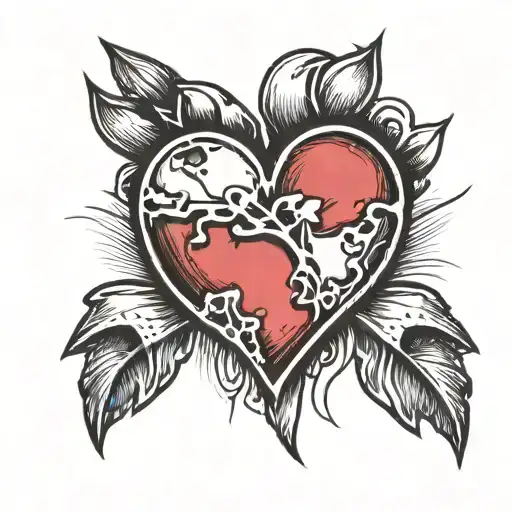 A Single Card With Black Broken Heart In The Middle And Dog's Paw On The Corners