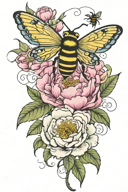 Rib Cage Peonies Bee Perched