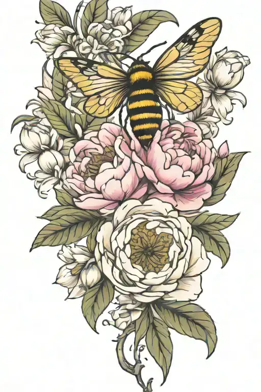 Rib Cage Peonies Bee Perched