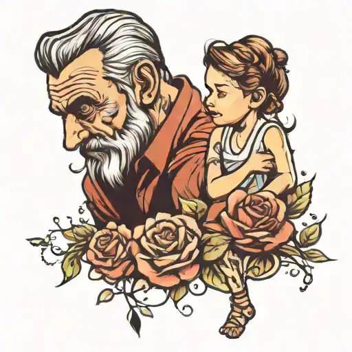 Father And Daughter Hoding Hand