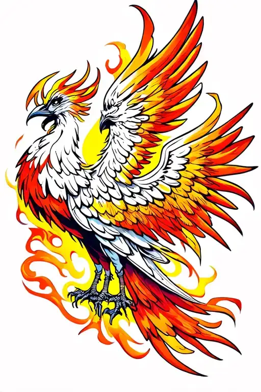 Fiery Phoenix With Outstretched Wings