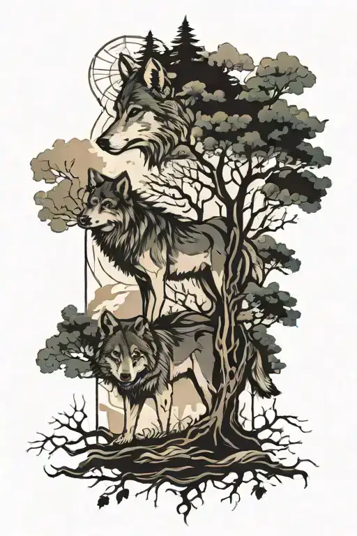 Wolf & Tree Embedded
