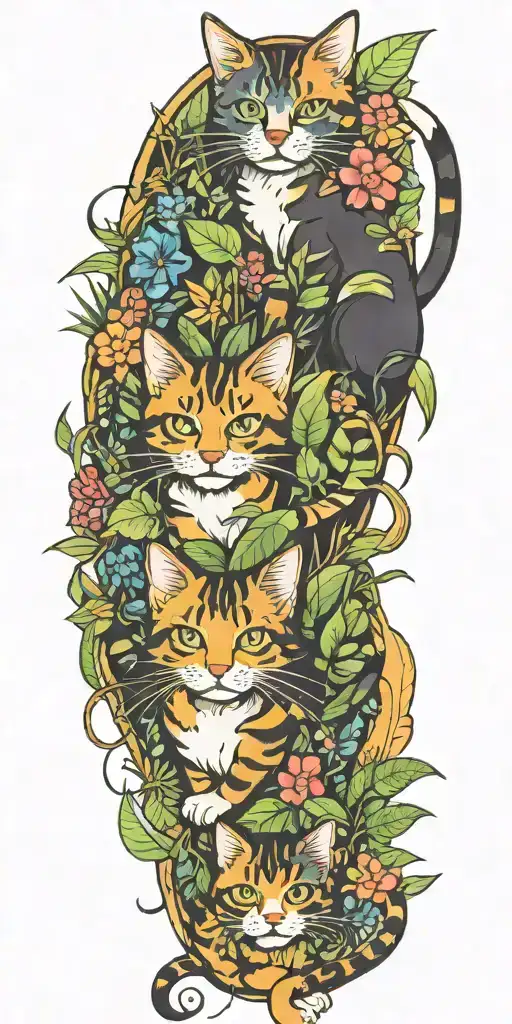 Cats Playing In The Rainforest