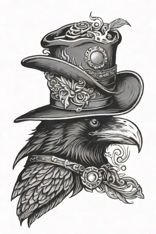 Crow With Cowboy Hat & Smoking