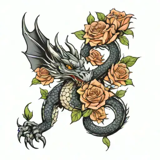 Dragon With Roses