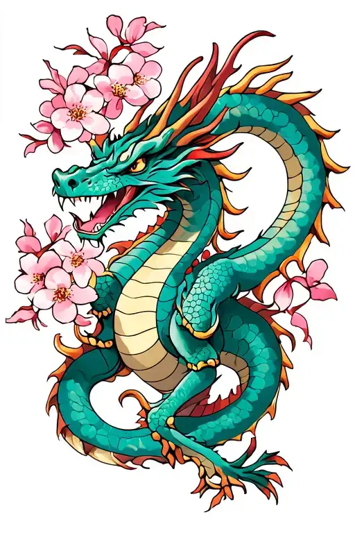 Dragon And Cherry Blossoms