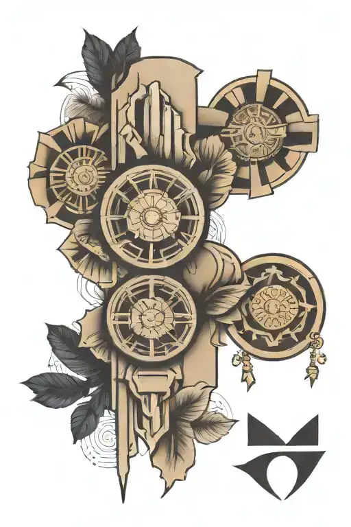 Roman Empire Forearm Tattoo With Geometric Shapes