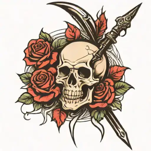 Skull And Rose And Spear