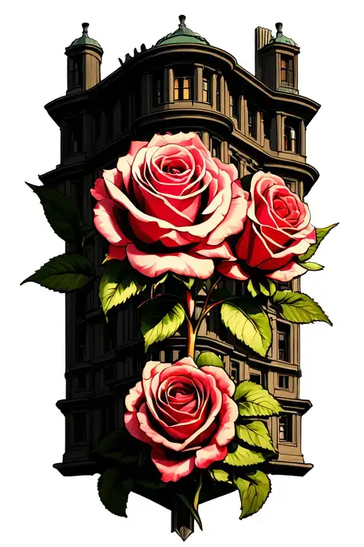 Roses With Realistic Building