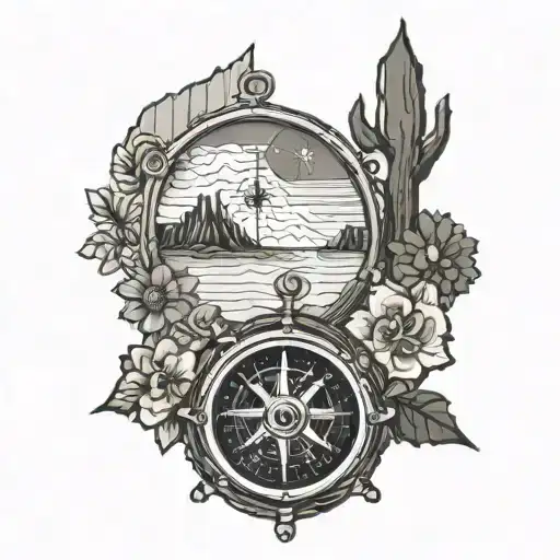 Lake Powell Map Tattoo With Compass Rose