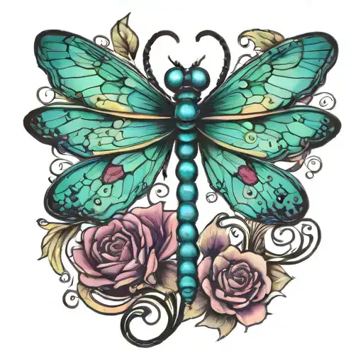 Purple And Teal Dragonfly