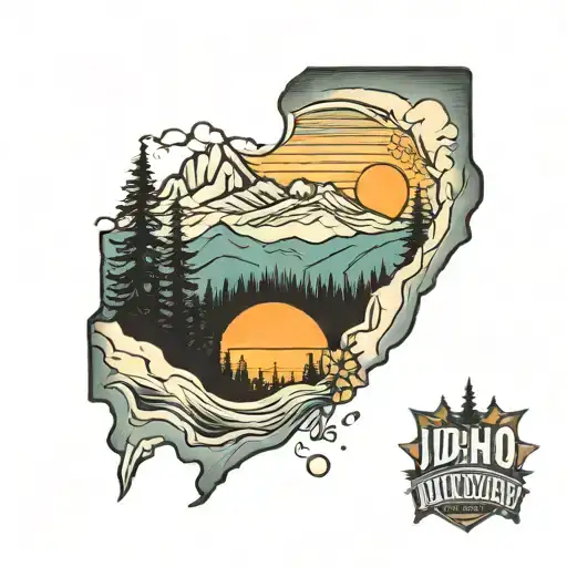 Idaho With Mountains On The Inside And Sunset