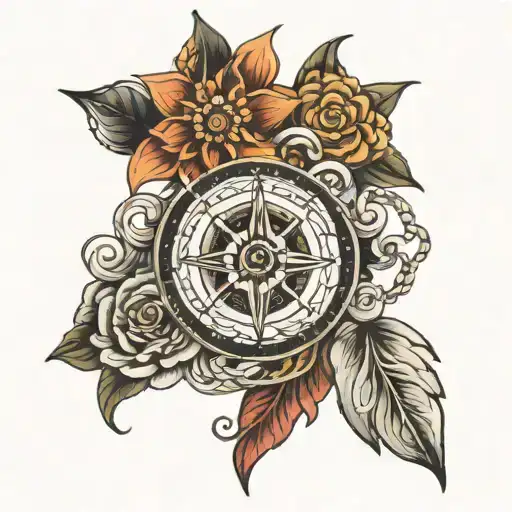 Mandala Chain Flowers Compass