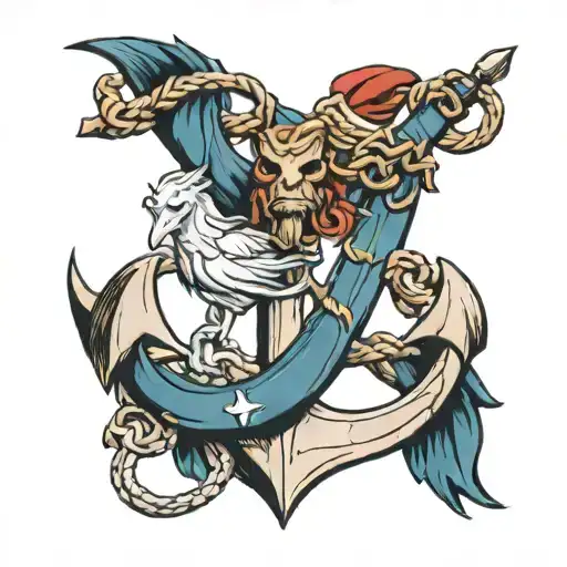 Griffen With Anchor Intertwined