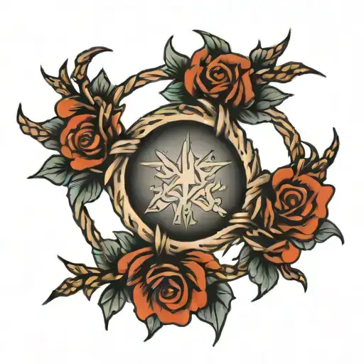 Small Barbed Wire Circle On Chest