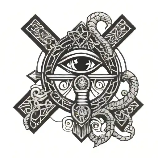 Simple Ankh With Eye Of Ra