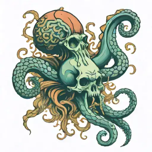 Kraken Holding Human Brain