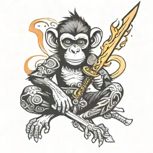 Monkey With Flame Swords And