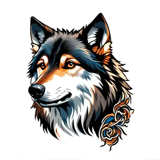 American Traditional Wolf