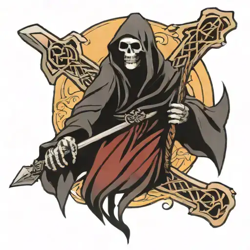 Grim Reaper With Celtic Cross