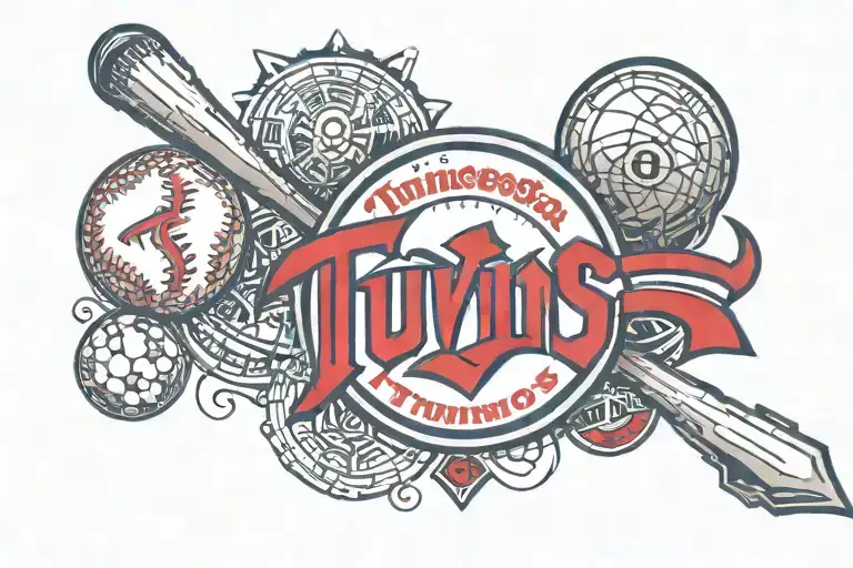 Minnesota Twins Logo In Baseball Surrounded By Minnesota Twins Inspired Stuff To Fill Space