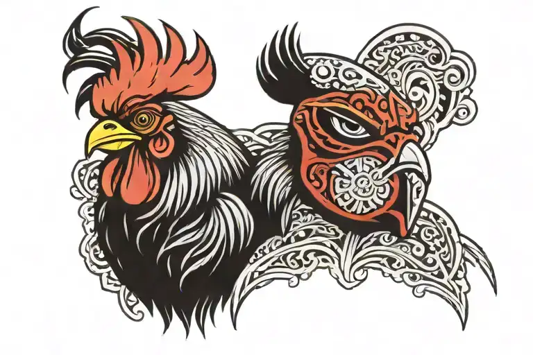Rooster Wearing A Luchador Mask