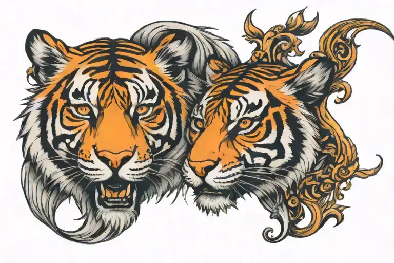 Tiger And Javanesse Ornament Tatoo For Women