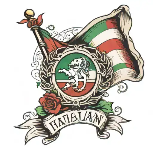 Italian Flag Waving With Banner Wrapped