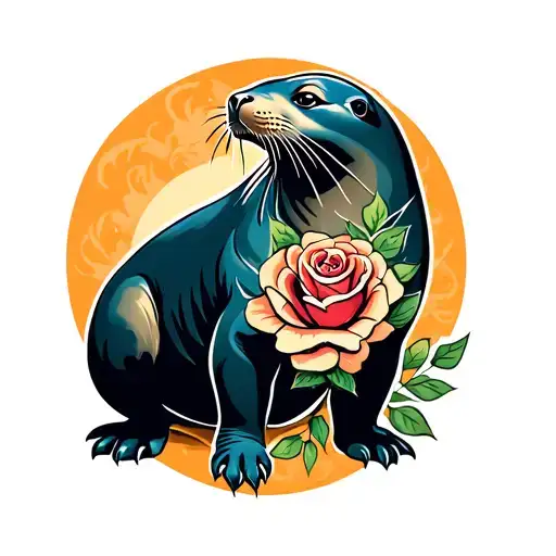 Sea Lion With Roses