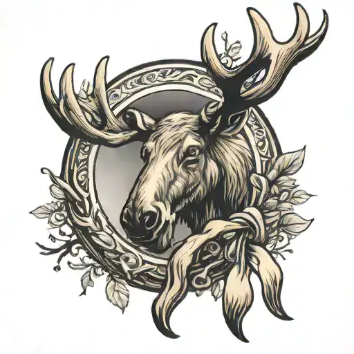 Cancer Ribbon With Moose Antlers